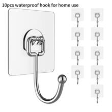 10 móc dính lớn để treo vật nặng 44Ib (Tối đa), móc treo tường không cần đinh, tự dính, trong suốt và có thể tháo rời, không thấm nước và chống rỉ sét, nhiều công dụng cho phòng tắm, nhà bếp gia đình - Trong sáng - Xem 1