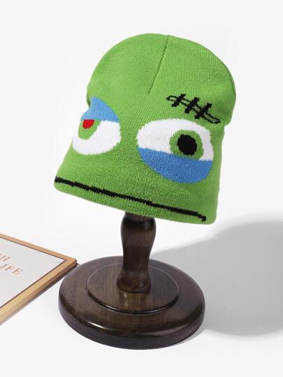 1pc Men's New Hiphop Beanie Hat, Funny Pirate Cartoon Jacquard Knit Cap