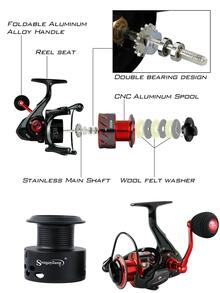 Sougayilang Fishing Reel Ultra Smooth Powerful,13+1BB Spinning Reel,Lightweight Graphite Frame, CNC Aluminum Spool for Freshwater - 紅色 - 查看 5