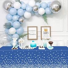 1 pieza Mantel desechable azul plata lunares de plástico PE fiesta picnic restaurante - Azul - Ver 1