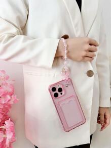Pink Anti-Drop Card Slot Butterfly & Flower Lanyard Phone Case For IPhone 16/16 Pro/16 Pro Max/16 Plus, Galaxy A26 5G, A56 5G, S24 FE, A24 5G A16, S25, S25 Plus, S25 Ultra, A34, A06, S23 FE, 16e
