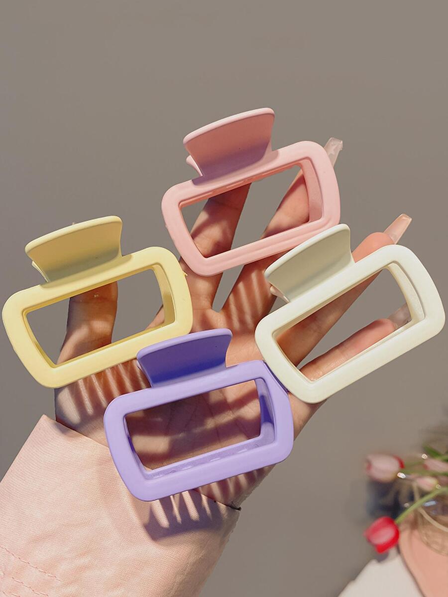 4入組素色矩形髮爪 - 彩色 - 查看 1