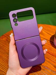 Hadaasi 紫色太空磁性金属漆硅胶磁性防摔磨砂镜头保护不泛黄手机壳,兼容三星Galaxy Z Flip7/Z Flip 6/Z Flip 5/Z Flip 4/Z Flip 3 - 紫色 - 查看 3