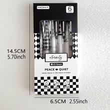 6pcs/set Simple And Fresh Neutral Pens, Random Colors - Blue - View 3