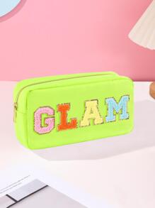 魅力字母圖案拉鍊化妝包,多用途輕便化妝包,旅行收纳包 - 綠色 - 查看 2