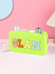 魅力字母圖案拉鍊化妝包,多用途輕便化妝包,旅行收纳包 - 綠色 - 查看 1