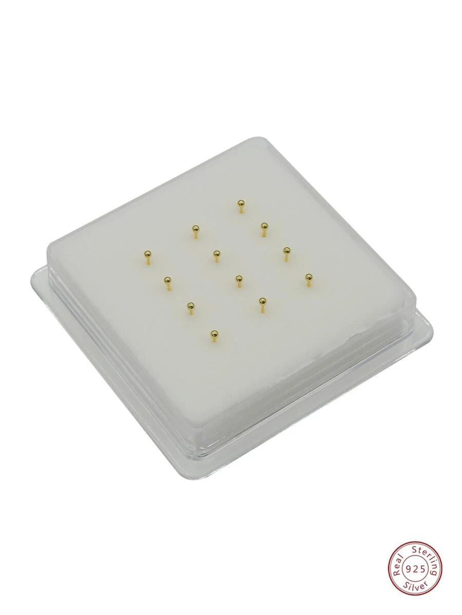 12 cái/bộ Vòng Mũi Bạc Sterling - Vàng - Xem 1