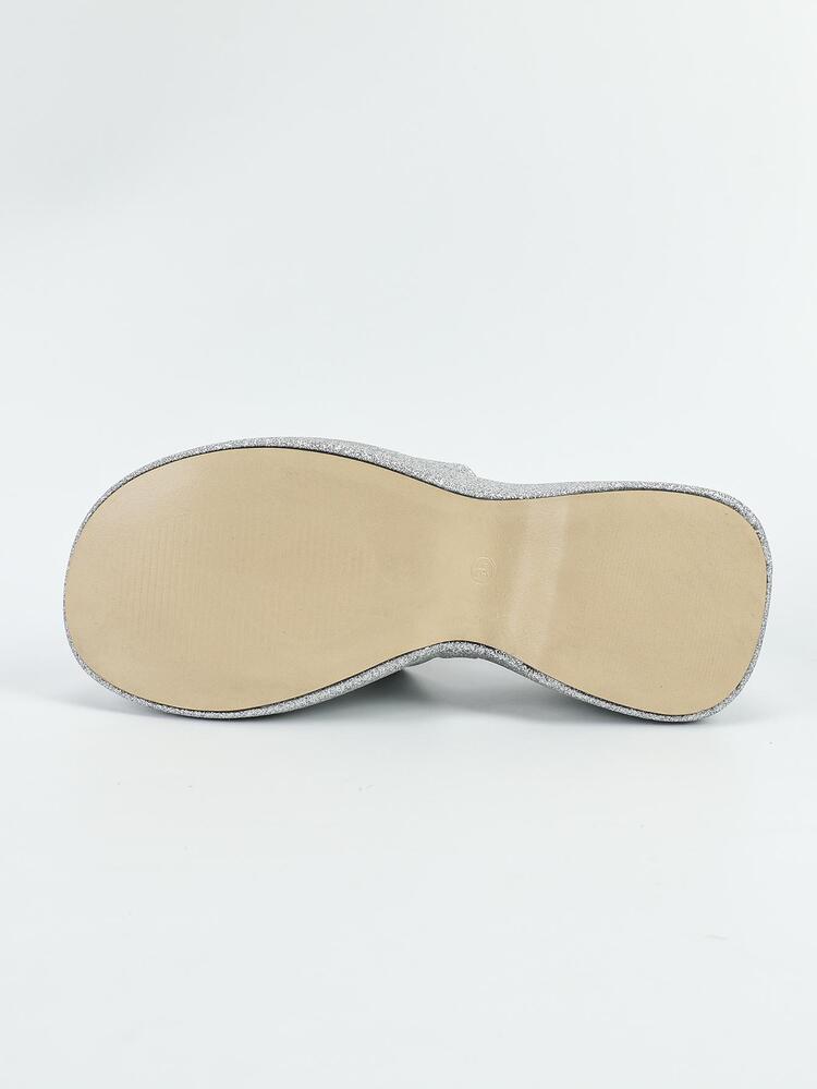 Giày Sandal Nữ Gót Đế Dày Màu Bạc Thời Trang - Bạc - Xem 6