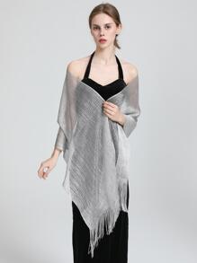 Fringe Hem Rắn Khăn - Bạc - Xem 1