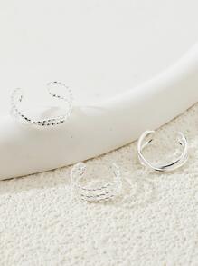 3pcs Minimal Cooper Toe Rings Set for Women - Silver - View 2