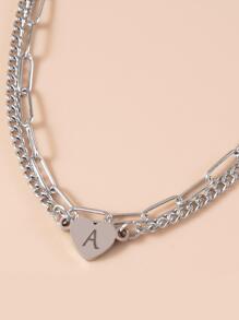 Vòng đeo tay chuỗi trang trí trái tim - Vòng tay bảng chữ cái bằng thép không gỉ hai lớp hình trái tim sáng tạo dành cho cả nam và nữ - Xem 3