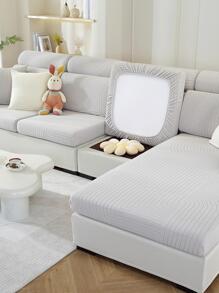 1pc Simple Modern Style Elastic Sofa Cover Suitable For L-shaped Combination Sofas And 1/2/3/4 Seater Sofas - Light Grey - View 5