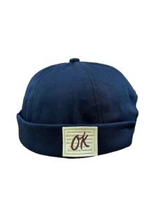 1pc Baseball Cap, Brimless Flat Cap, Casual Navy - Navy Blue - View 4