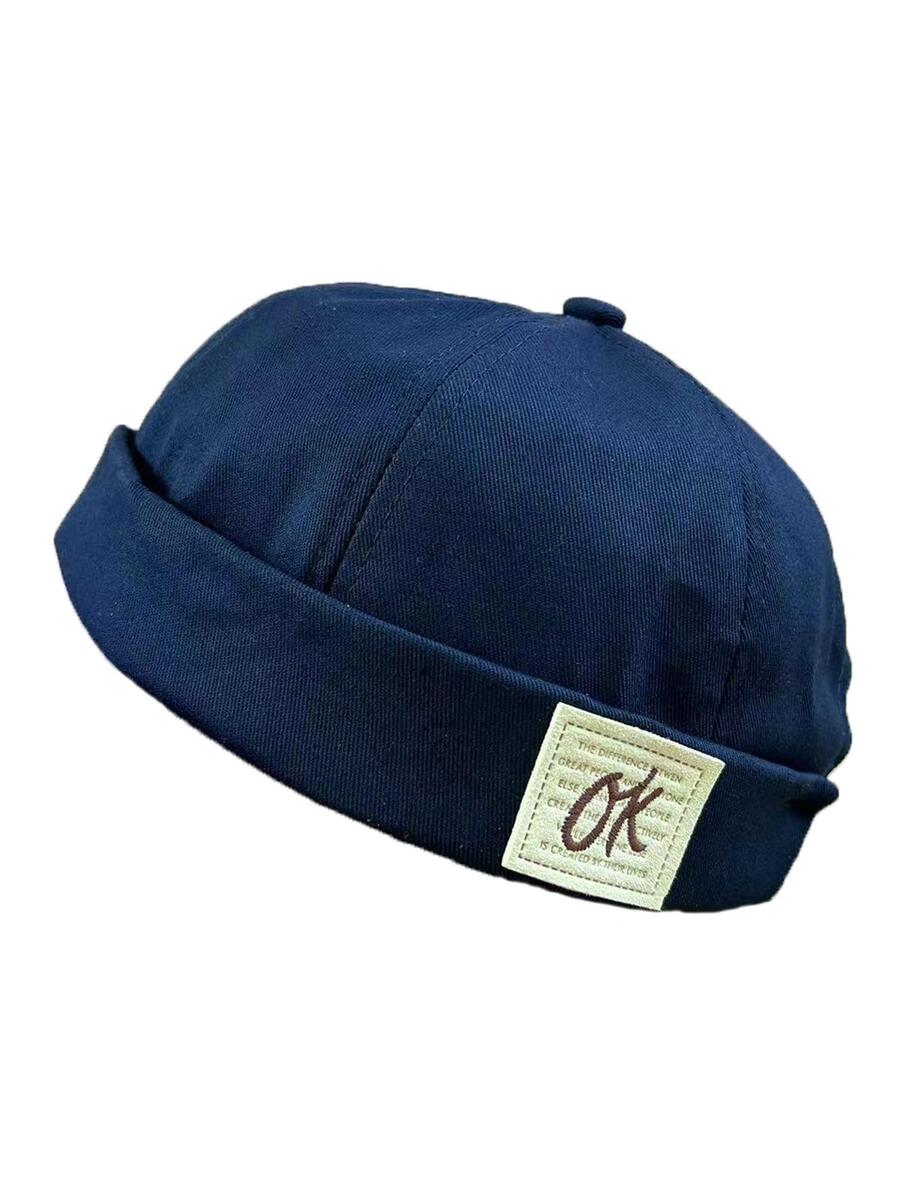 1pc Baseball Cap, Brimless Flat Cap, Casual Navy - Navy Blue - View 1