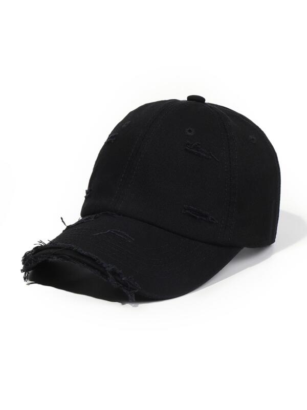 1pc Distressed Washed Baseball Cap With Small Holes, Suitable For Outdoor Activities