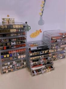 1 件透明口红收纳盒，现代简约设计，适用于卧室、客厅、书房、梳妆台、宿舍、口红、面膜、卸妆棉、收纳、防尘、防潮、美容、储物盒、文具盒、礼品盒适合学生、姐妹、度假海滩、浴室收藏、卧室收藏，大容量 - 無色 - 查看 2