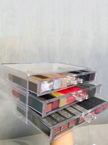 1 件透明口红收纳盒，现代简约设计，适用于卧室、客厅、书房、梳妆台、宿舍、口红、面膜、卸妆棉、收纳、防尘、防潮、美容、储物盒、文具盒、礼品盒适合学生、姐妹、度假海滩、浴室收藏、卧室收藏，大容量 - 無色 - 查看 8