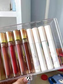 1 件透明口红收纳盒，现代简约设计，适用于卧室、客厅、书房、梳妆台、宿舍、口红、面膜、卸妆棉、收纳、防尘、防潮、美容、储物盒、文具盒、礼品盒适合学生、姐妹、度假海滩、浴室收藏、卧室收藏，大容量 - 無色 - 查看 6