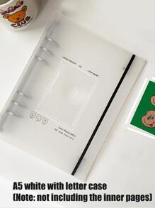 1pc A5 Diy Photo Album Scrapbook Journal Notebook Card Holder, White Cover (Inner Pages Not Included) Back To School - White - View 8