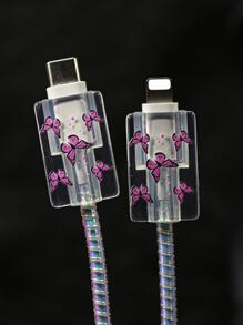 5入組蝴蝶樣式數據線保護套和充電器頭套 - 彩色 - 查看 2