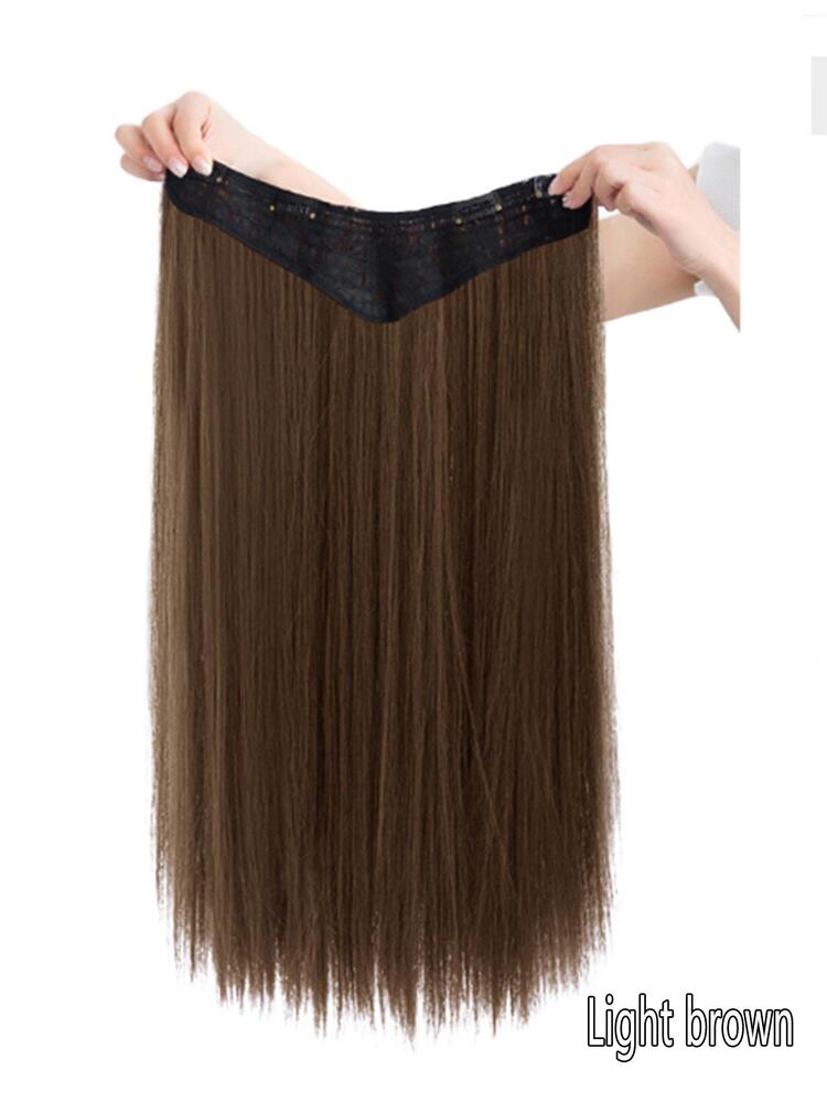 Clip In Straight Synthetic Hair Extension - Light Brown - View 3