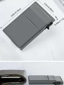 铝合金防盗/银行卡包钱包和女士生日情人节父亲节礼物旅行返校卡夹卡夹钱包名片夹信用卡夹男士迷你钱包卡片钱包射频识别钱包 - 灰色 - 查看 8