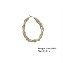 1pc Vintage Cultured Faux Pearl & Twisted Rope Design Multi-Layer Necklace Suitable For Women's Daily Wear - White - View 5