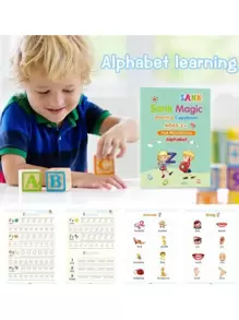 4 libros (bolígrafos gratis) Libro de copia mágica con práctica de escritura borrable y reutilizable, libros de trabajo de caligrafía y escritura a mano como regalo Montessori con diseño de plantilla y ayuda para la práctica de escritura mágica - Multicolor - Ver 2