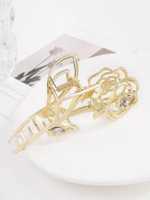 1个复古玫瑰花金属水钻发爪夹，优雅法式发饰时尚发夹优雅发饰