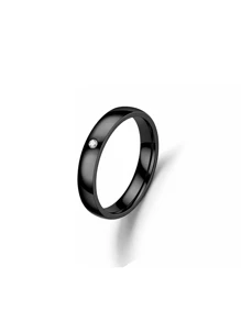 1 件时尚钻石戒指，钛钢戒指，多功能奢华珠宝配饰，独特不锈钢情侣戒指，男女锆石戒指，简约戒指，万圣节礼物，圣诞礼物 - 黑色 - 查看 4