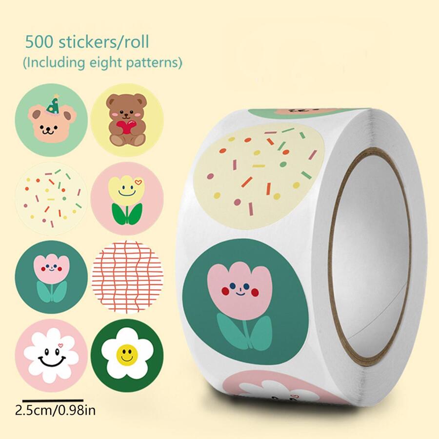 1包500张卡通DIY趣味个性化贴纸 - 彩色 - 查看 1