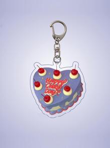 可愛多彩生日蛋糕鑰匙圈鑰匙扣亞克力後背包拉鍊裝飾吊墜車包鑰匙圈適合女士女孩禮物 - 彩色 - 查看 1