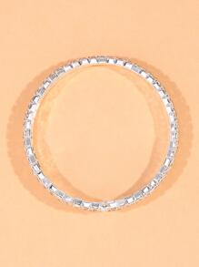 Brazalete elegante con decoración de strass para novia, accesorio de fiesta y Día de San Valentín para mujeres - Plateado - Ver 3