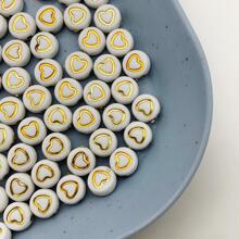 白色+亞克力線心形頭髮配飾分離器串珠適合女士DIY手環,項鍊和耳環,圓珠 - 金色 - 查看 1