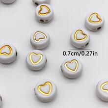 白色+亞克力線心形頭髮配飾分離器串珠適合女士DIY手環,項鍊和耳環,圓珠 - 金色 - 查看 4