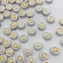 白色+亞克力線心形頭髮配飾分離器串珠適合女士DIY手環,項鍊和耳環,圓珠 - 金色 - 查看 3