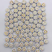 白色+亞克力線心形頭髮配飾分離器串珠適合女士DIY手環,項鍊和耳環,圓珠 - 金色 - 查看 2