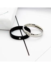 1 件时尚钻石戒指，钛钢戒指，多功能奢华珠宝配饰，独特不锈钢情侣戒指，男女锆石戒指，简约戒指，万圣节礼物，圣诞礼物 - 黑色 - 查看 1