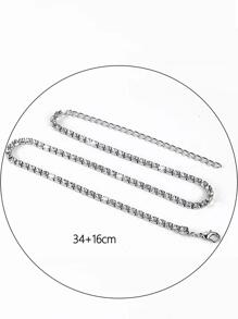 1入組魅力四射水鑽裝飾頸鏈適合女士日常裝飾 - 銀色 - 查看 5