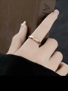 1 chiếc nhẫn thép titan đính đá thời trang, phụ kiện trang sức sang trọng đa năng, nhẫn đôi bằng thép không gỉ độc đáo, nhẫn trơn zirconia cho nam nữ, quà tặng Halloween, quà tặng nhỏ cho Giáng sinh - Hoa hồng vàng - Xem 1