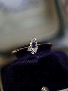 1入組閃光橢圓形圓環女士們首飾類適合女士S925純銀精美圓環精細的首飾類禮品適合女孩適用於定情戒指 - 金色 - 查看 6