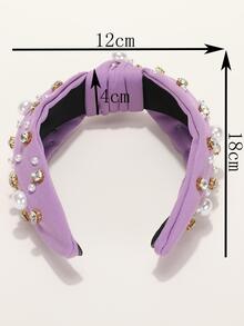 水鑽和人造珍珠裝飾髮箍 - 紫色 - 查看 7