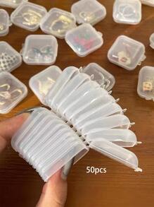 Hộp đựng trang sức trong suốt cầm tay mini 50 cái, Hộp đựng đa chức năng - Trong sáng - Xem 1