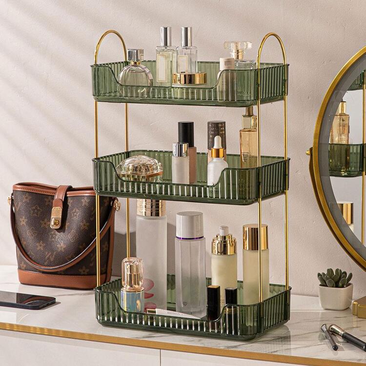 3 Tier Skin Care Vanity Counter Top Organizer, Makeup Brush Holder Organizer, Perfume Trays For Dresser,Gifts For Mom,Girls,Women.For New Year,Valentines Gfts,Wedding Gifts - Dark Green - View 1