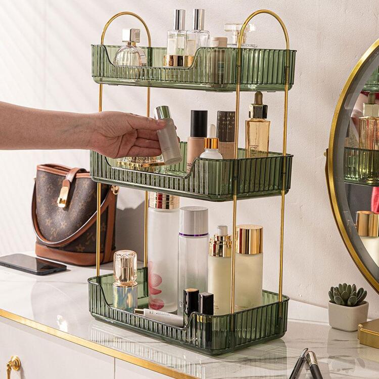 3 Tier Skin Care Vanity Counter Top Organizer, Makeup Brush Holder Organizer, Perfume Trays For Dresser,Gifts For Mom,Girls,Women.For New Year,Valentines Gfts,Wedding Gifts - Dark Green - View 2