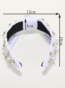 鑲有水晶和人造珍珠的皇室風頭帶 - 白色 - 查看 7
