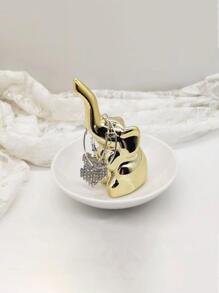 1 pieza Adorno decorativo con diseño de elefante casa - Dorado - Ver 1