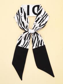 Zebra Striped Print Skinny Scarf - Multicolor - View 1