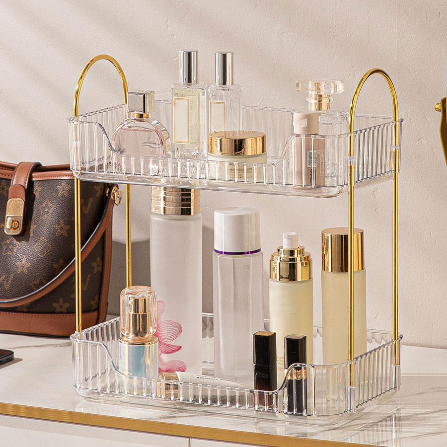 雙層透明化妝品收納架 - 白色 - 查看 1