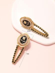 2个装水钻装饰发夹，优雅情人节礼物，爪夹发卡，发饰，头部饰品，女士发饰，发夹，发卡 - 彩色 - 查看 7